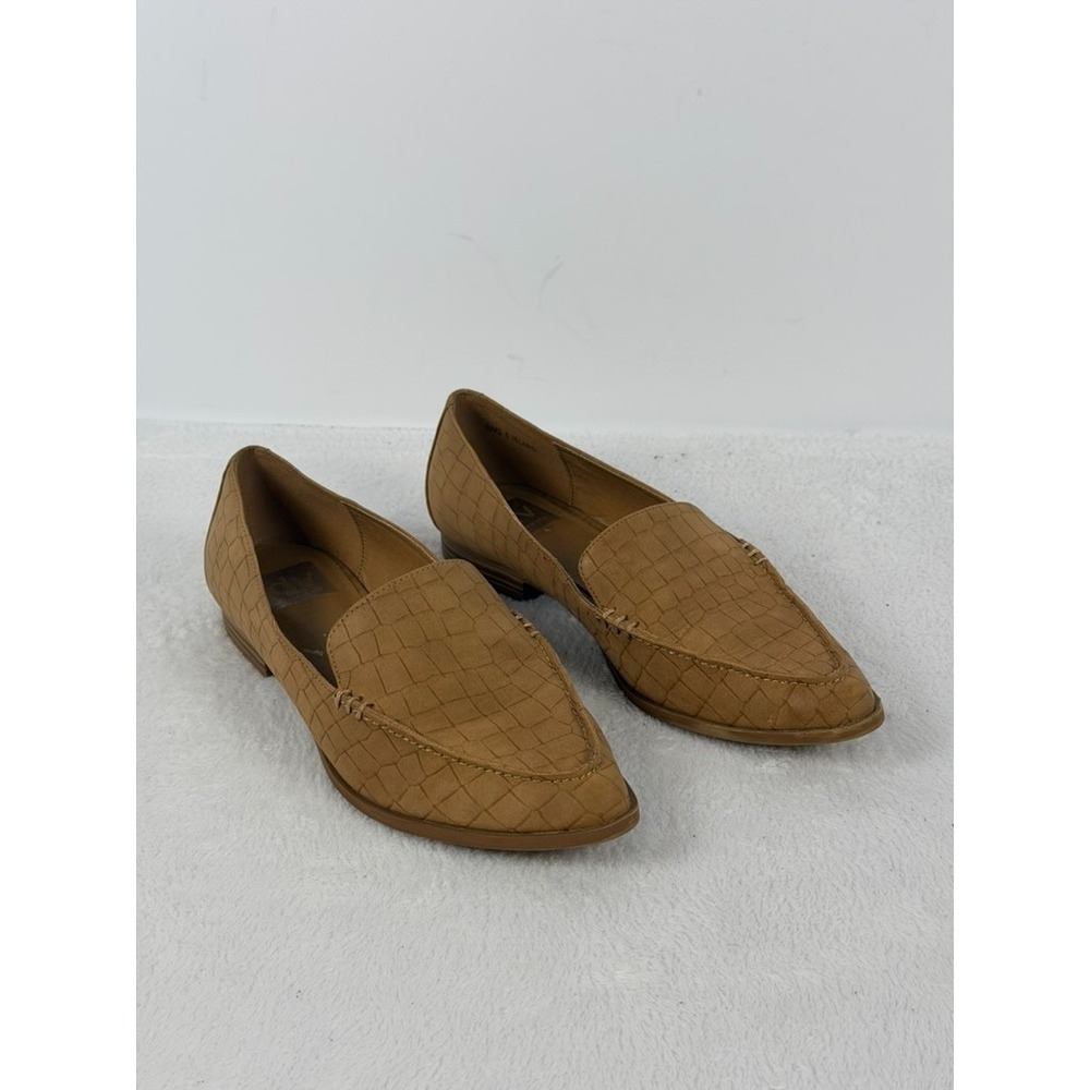 DV by Dolce Vita Womens 8 Island Tan Croc Embossed Pointed Toe Loafers Flat Shoe